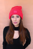 Ribbed Beanie Hat - Strawberry