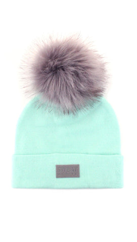 Fur Pom Beanie Hat - Foam