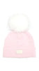 Fur Pom Beanie Hat - Light Pink