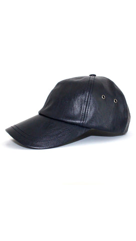 Leather Baseball Cap - Midnight