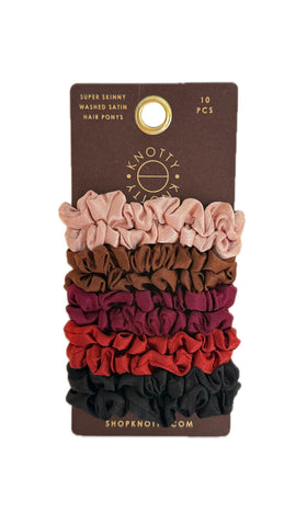 Super Skinny Washed Satin Pony 10-Pack | Brown