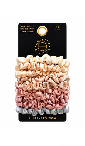 Super Skinny Washed Satin Pony 10-Pack | Light Neutral