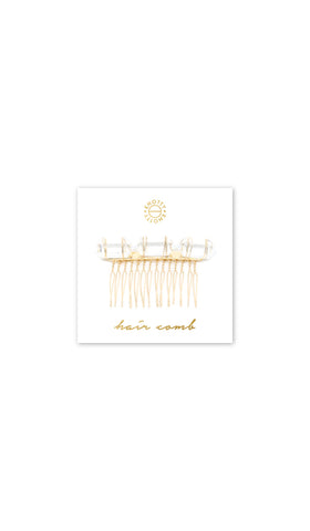 Crystal Quartz Hair Comb | Gold