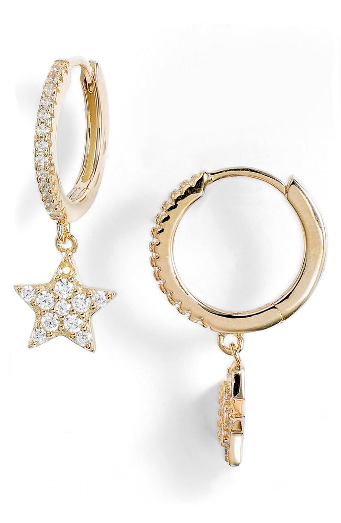 Pave Star Huggie Drop Earrings | More Colors Available - Knotty
