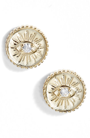 Crystal Coin Stud Earrings | More Colors Available