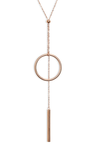 Long Drop Necklace - Rose Gold