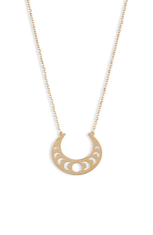 Open Crescent Focal Necklace - Gold