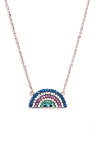 Rainbow Pave Charm Necklace