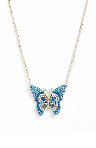 Butterfly Pave Charm Necklace