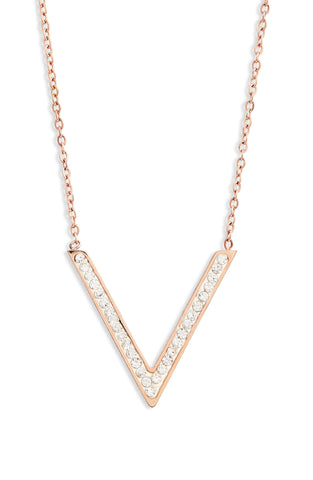 Pave V Charm Necklace